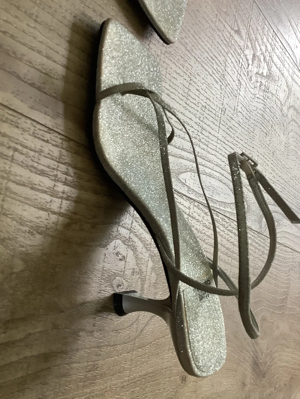 Jeffrey Campbell Silver Glitter Strappy Square-Toe Sandals
